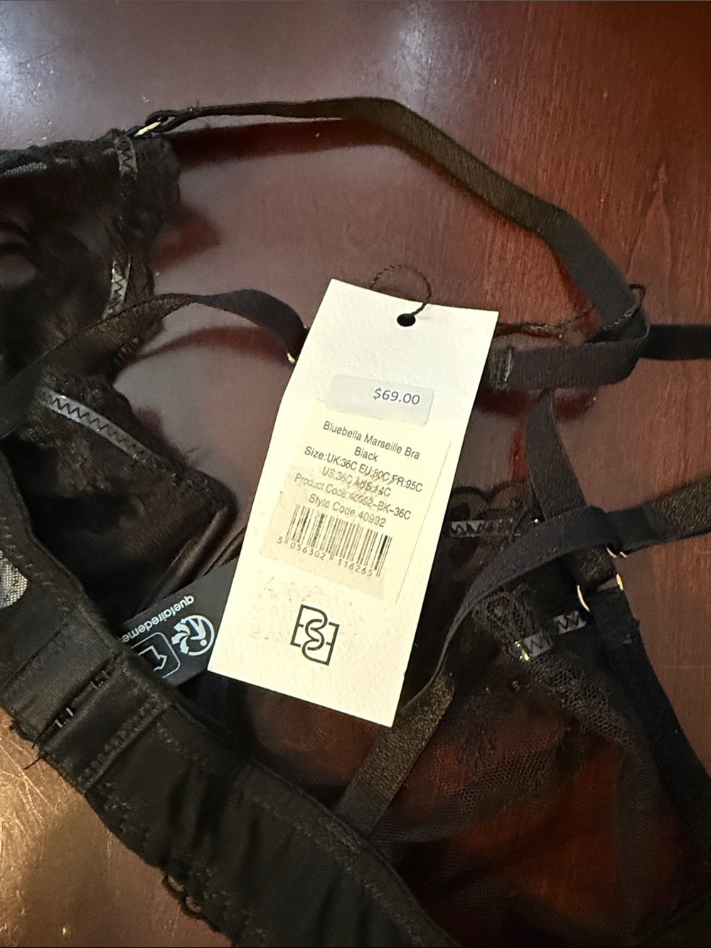 Bluebella Black Lace Underwire Sheer Bra - Picture 2 of 3